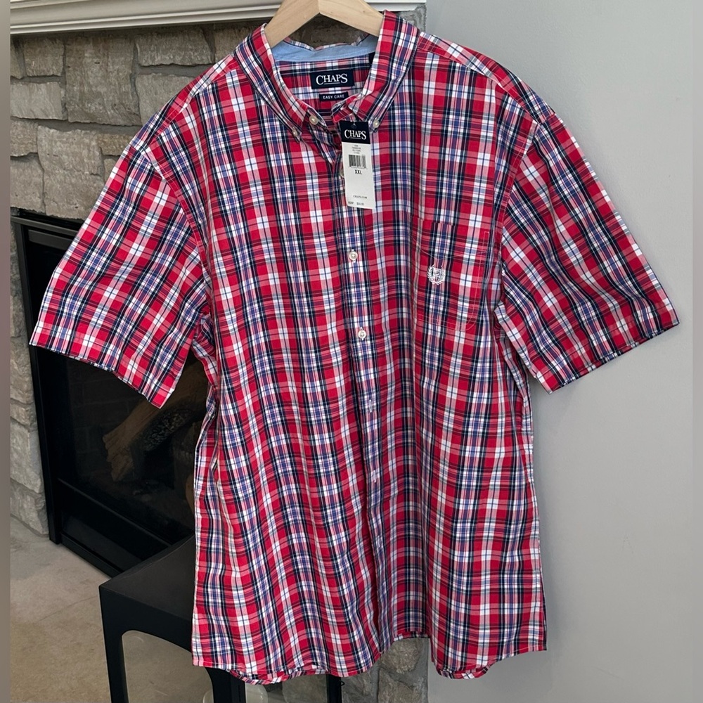 ✨NWT✨Chaps Ralph Lauren Men's 2XL Short Sleeve Shirt Button Down Plaid - Picture 6 of 10